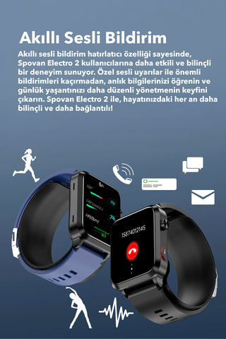Spovan Electro 2 Hava Basınçlı Kan Şekeri Tansiyon EKG Kan Lipidi Akıllı Saat