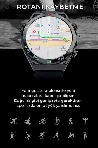 Spovan Titanium Pro Sesli Görüşme NFC Rehber Tansiyon GPS Smart Akıllı Saat