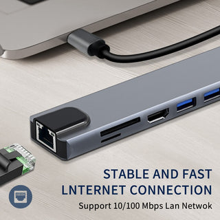 Spovan USB CHub 8in1 4K HDMI adaptörü SD/TF kart okuyucu PD hızlı şarj MacBook