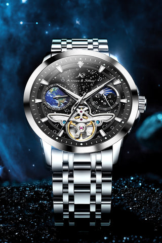 Kronen & Söhne KS7009 Day Night Tourbillon Mekanik Otomatik Erkek Çelik Kol Saati