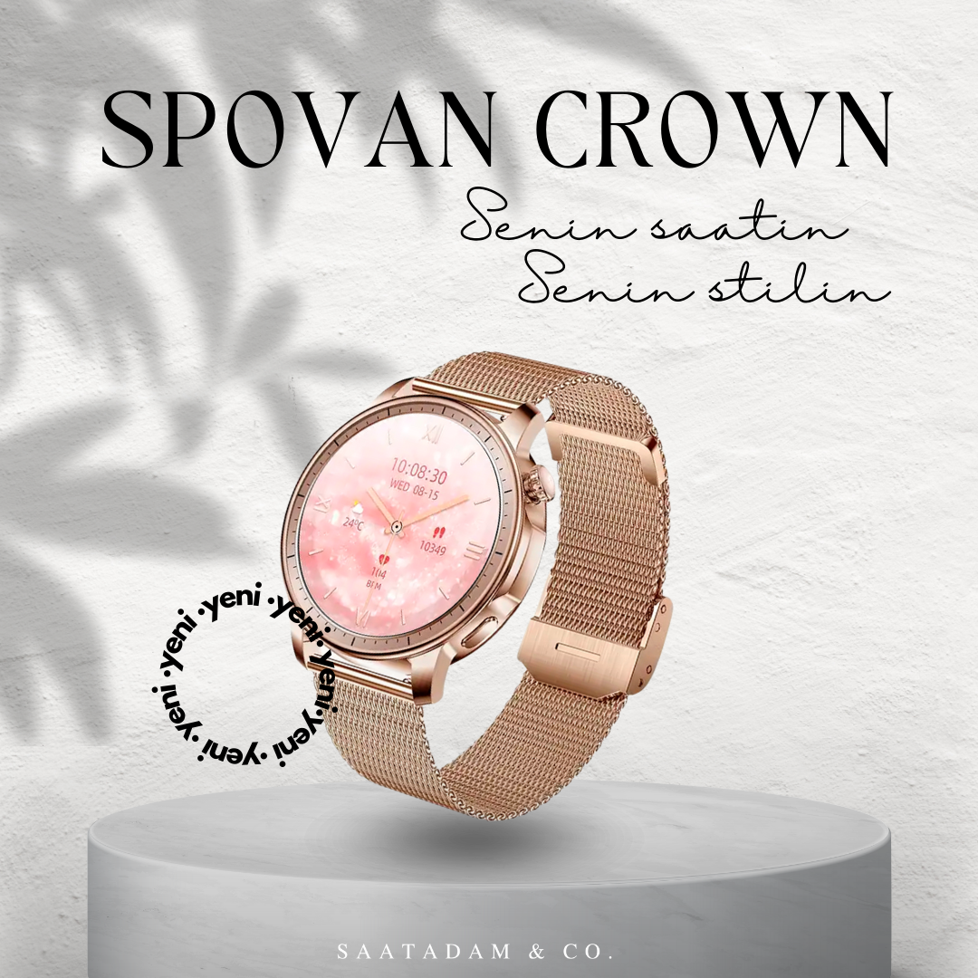 Spovan Papillon Crown Amoled Voice Call Women Smart Watch 