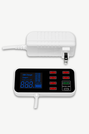 Spovan Impro Led Ekranlı 8 Port USB Type C Apple Samsung Uyumlu Şarj Istasyonu Cihazı