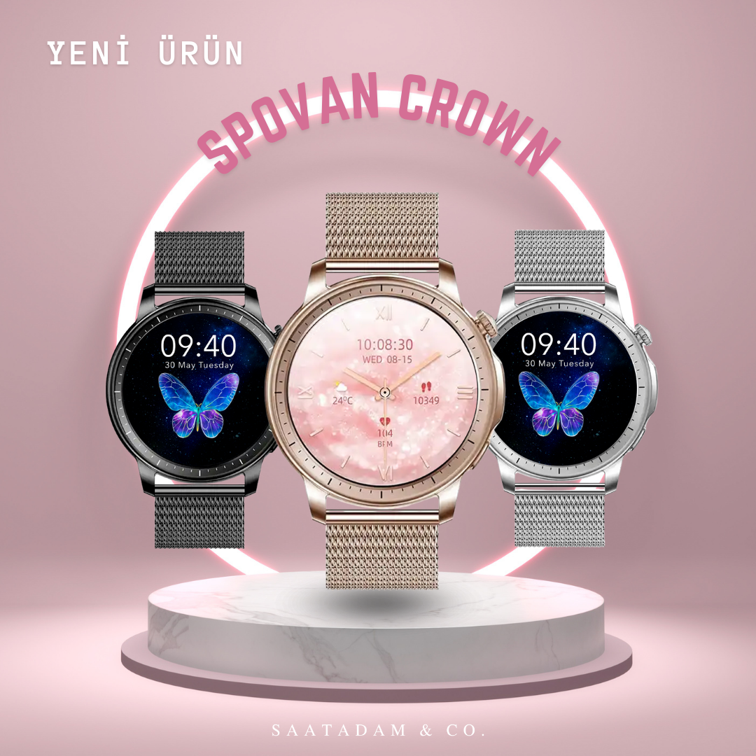 Spovan Papillon Crown Amoled Voice Call Women Smart Watch 