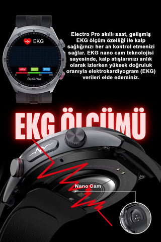 Spovan Electro Pro Hava Basınçlı Tansiyon Şeker NFC Sesli Görüşme EKG Türkçe Akıllı Saat Ön Sipariş