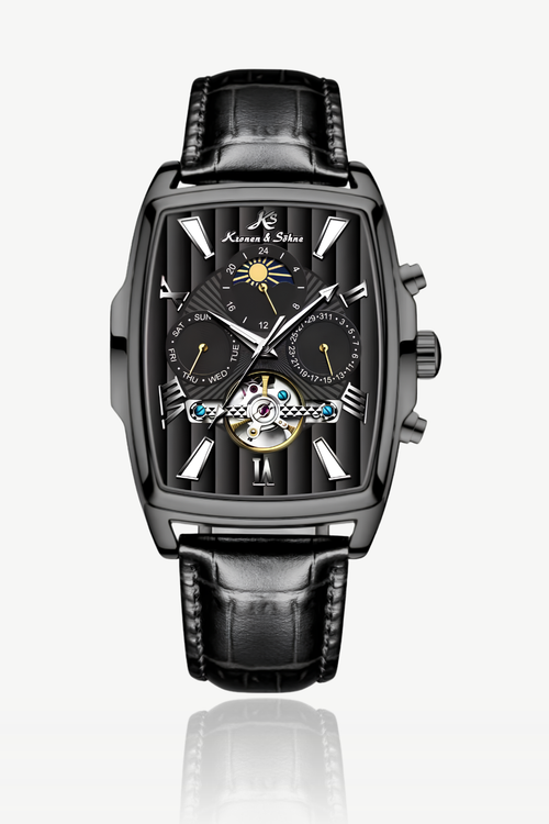 Kronen&Söhne Cube Obsidian Tourbillon Mekanik Otomatik Erkek Kol Saati