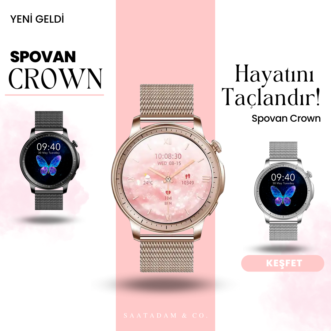 Spovan Papillon Crown Amoled Voice Call Women Smart Watch 