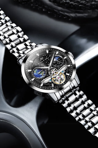 Kronen & Söhne KS7009 Day Night Tourbillon Mekanik Otomatik Erkek Çelik Kol Saati