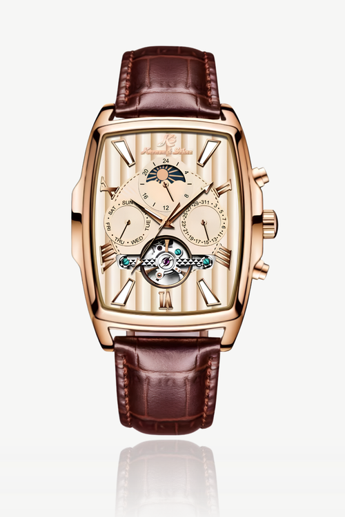 Kronen&Söhne Cube Champagne Heritage Tourbillon Mekanik Otomatik Erkek Kol Saati