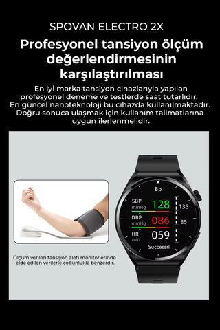 Spovan Electro 2X Hava Basınçlı Kan Şekeri Tansiyon EKG Kan Lipidi Akıllı Saat