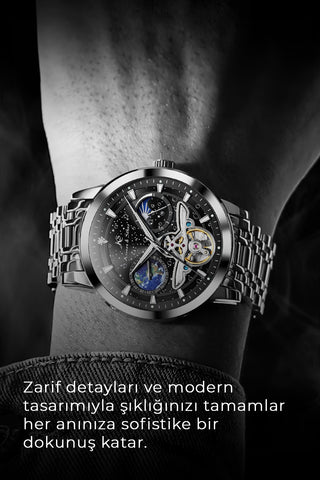 Kronen & Söhne KS7009 Day Night Tourbillon Mekanik Otomatik Erkek Çelik Kol Saati