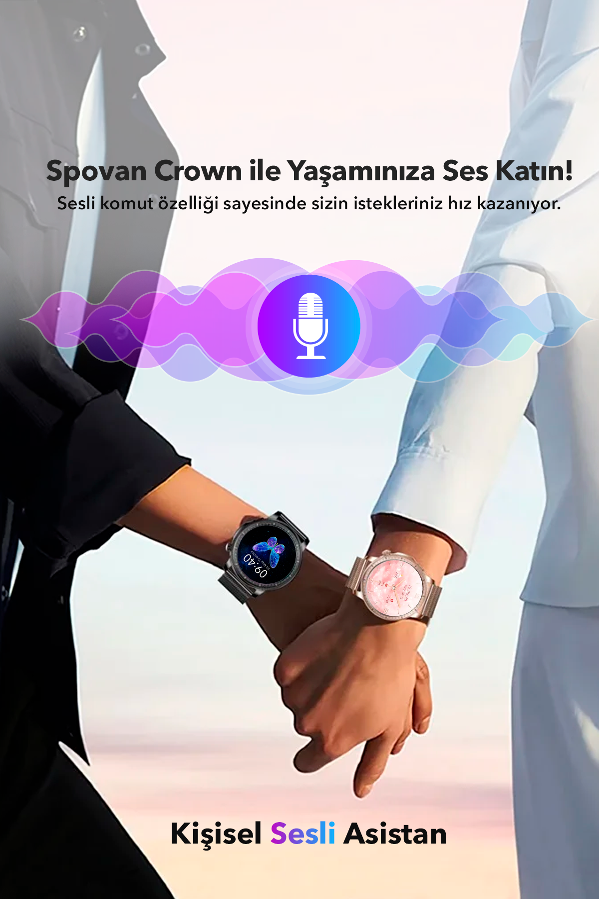 Spovan Papillon Crown Amoled Voice Call Women Smart Watch 