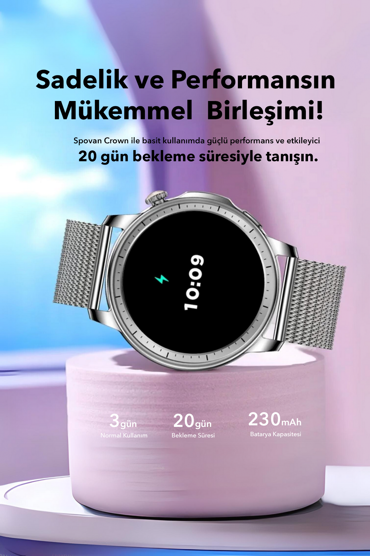 Spovan Papillon Crown Amoled Voice Call Women Smart Watch 