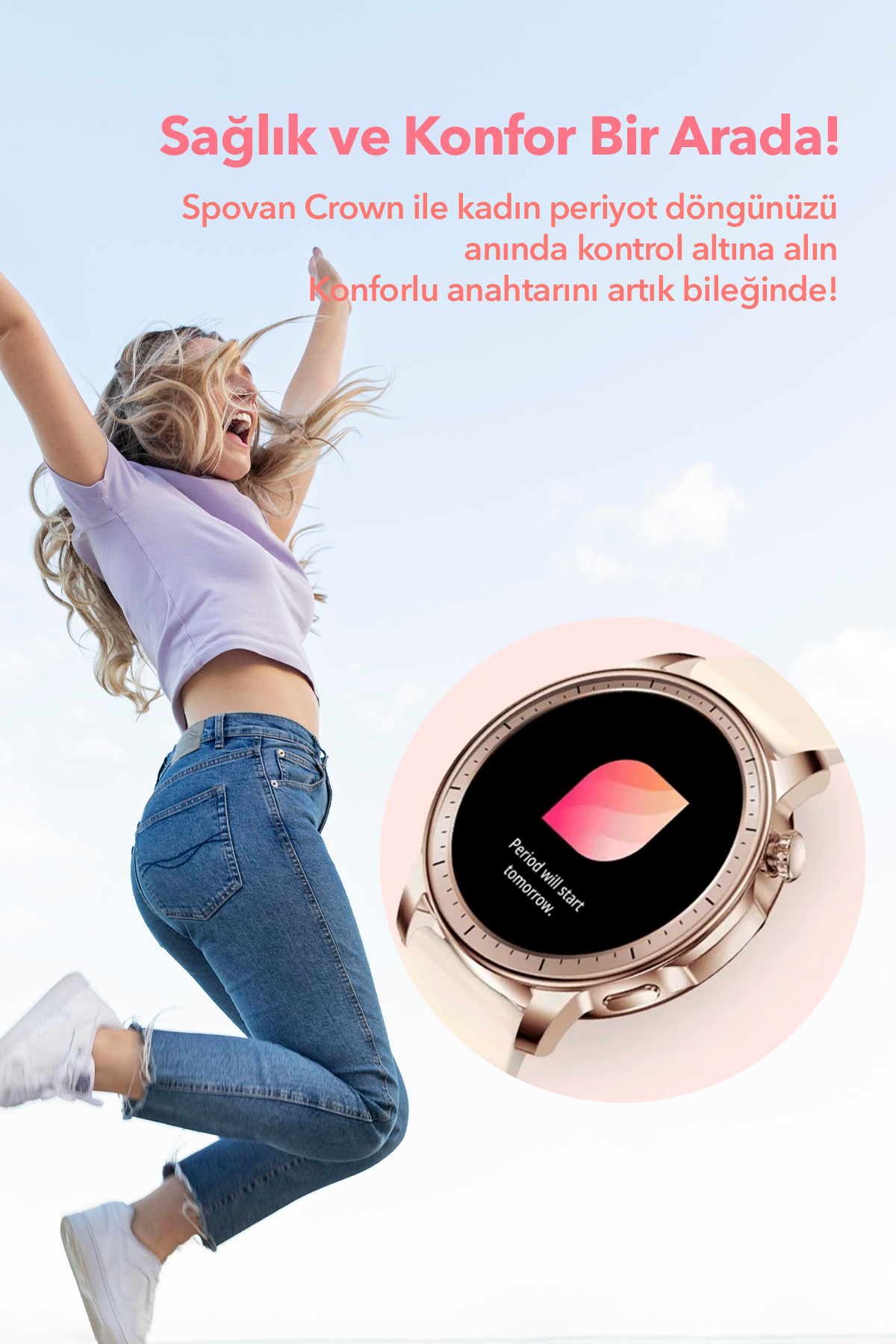 Spovan Papillon Crown Amoled Voice Call Women Smart Watch 