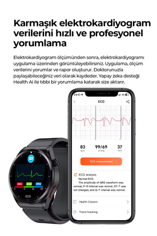 Spovan Electro 2X Hava Basınçlı Kan Şekeri Tansiyon EKG Kan Lipidi Akıllı Saat Ön Sipariş