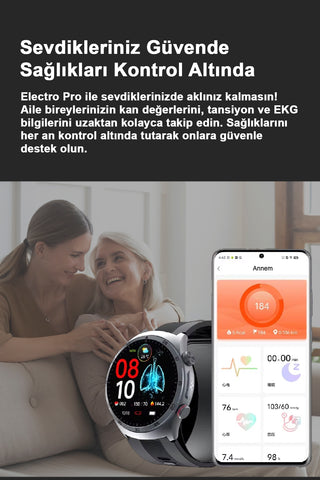 Spovan Electro Pro Hava Basınçlı Tansiyon Şeker NFC Sesli Görüşme EKG Türkçe Akıllı Saat Ön Sipariş