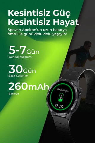 Spovan Apeiron Voice Call Blood Pressure Monitor Water Spray Turkish Smart Watch