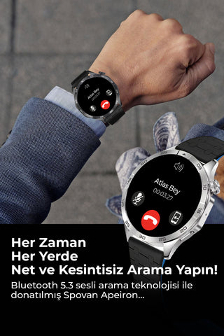 Spovan Apeiron Voice Call Blood Pressure Monitor Water Spray Turkish Smart Watch