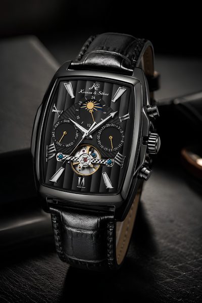 Kronen&Söhne Cube Obsidian Tourbillon Mekanik Otomatik Erkek Kol Saati