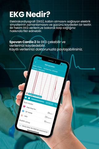 Spovan Cardio 2 Sesli Görüşme EKG Kan Şekeri HRV Tansiyon Akıllı Saat