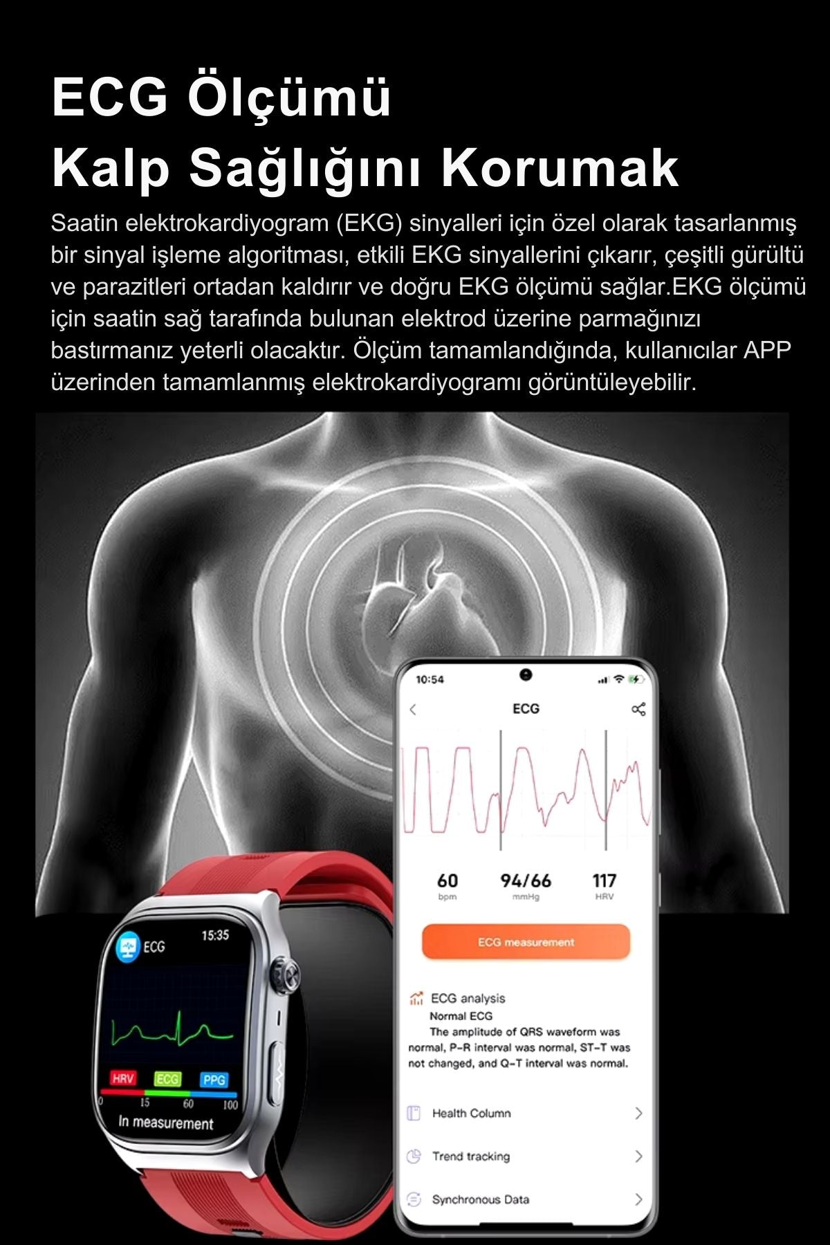 Spovan Electro Air Basınçlı Tansiyon Kan Şeker Yağ Ölçer Akıllı Saat