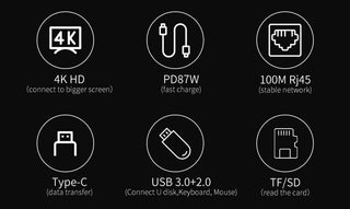 Spovan USB CHub 8in1 4K HDMI adaptörü SD/TF kart okuyucu PD hızlı şarj MacBook