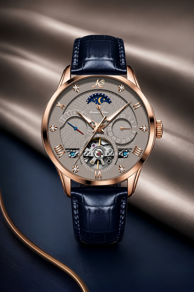 Kronen&Söhne KS4012 Taupe Luxury Tourbillon Mekanik Otomatik Erkek Kol Saati