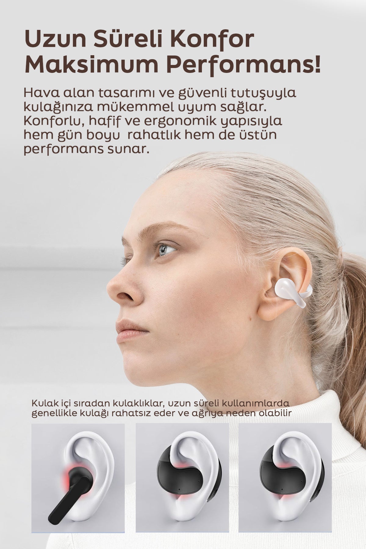 Spovan AtlasX AirClips BT 5.4 OWS HIFI Spor Kablosuz Kanca Bluetooth Kulaklık