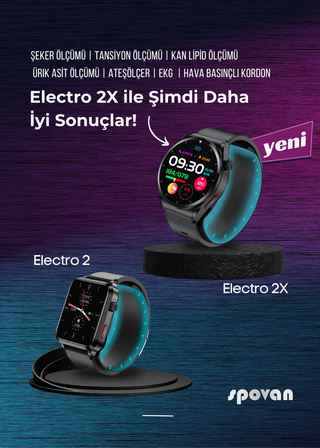 Spovan Electro 2X Hava Basınçlı Kan Şekeri Tansiyon EKG Kan Lipidi Akıllı Saat