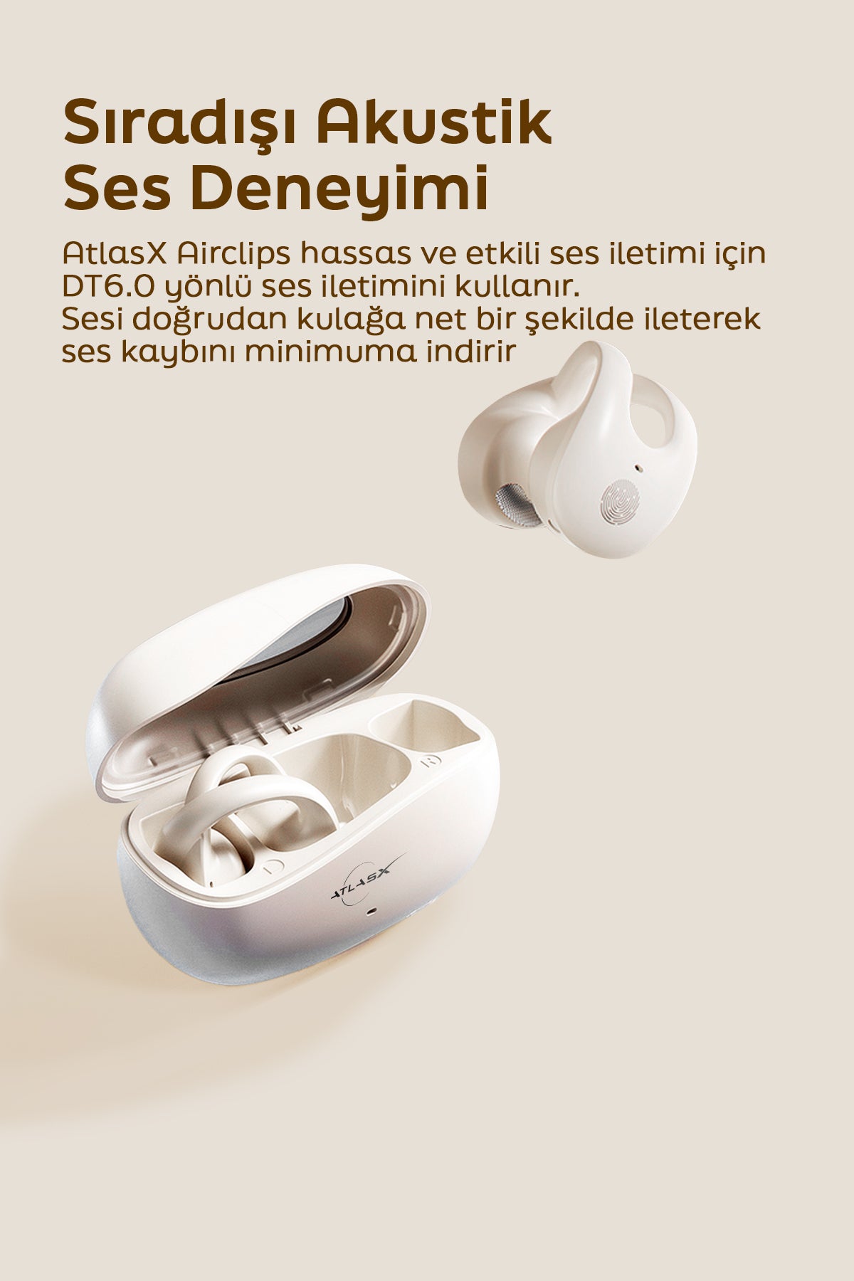 Spovan AtlasX AirClips BT 5.4 OWS HIFI Spor Kablosuz Kanca Bluetooth Kulaklık