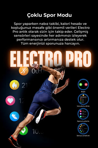 Spovan Electro Pro Hava Basınçlı Tansiyon Şeker NFC Sesli Görüşme EKG Türkçe Akıllı Saat Ön Sipariş