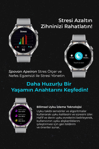 Spovan Apeiron Voice Call Blood Pressure Monitor Water Spray Turkish Smart Watch